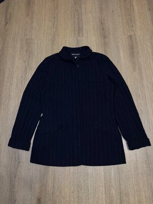 Giorgio Armani женщин Blazer Италии шерстяная смесь в тонкую полоску черный карьера куртка 48 - Изображение 1 из 4