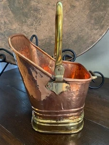 New Small Copper and Brass Decorative Coal Scuttle Ash Bucket 11" - Picture 1 of 6