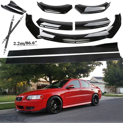 Front Bumper Lip Spoiler Side Skirts Rear Glossy Black For Volvo S40 S60 S70 S80 Foto 1 de 4