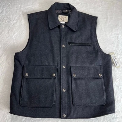 Cripple Creek Ropa Para Hombre Lana Melton Chaleco Microgamuza Borde Carbón Oscuro Grande Foto 1 de 4