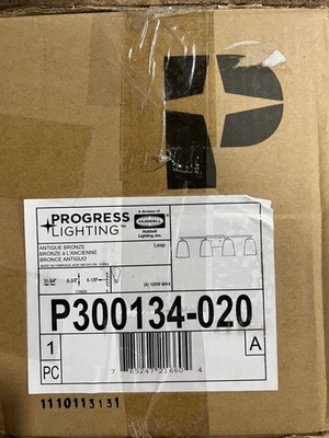 Progress Lighting Leap 4Light Antique Bronze Vanity Light Frosted Glass *READ - Image 1 of 3