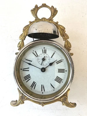 Ancien réveil cloche 1900 dorure bronze pendule horloge collection clock wecker - Photo 1/4