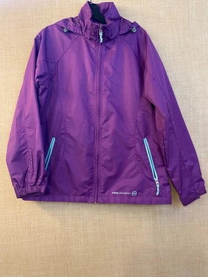 Free Country Mujer Capucha Lluvia/Viento Chaqueta Talla L Morado Con Ribete Aqua Foto 1 de 4