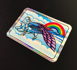 SUE DAWE RARE Unicorn Pegasus Pony VINTAGE Vending Sticker Prisma Prismatic Foil - Bild 1 von 5