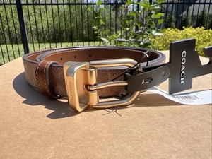 Coach CX057 Women Harness Buckle Cut to Size Reversible Belt 25mm IM/Khaki Brown - Picture 1 of 8