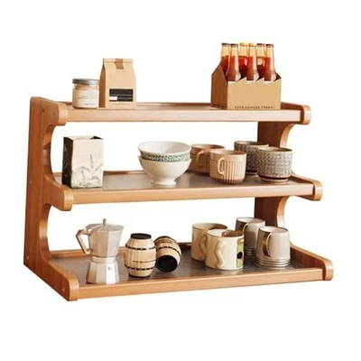 3层木制马克杯架台面咖啡杯架马克杯展示天然 — 第 1/4 张图片