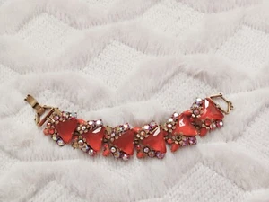 Selro Selini Vintage Orange Faux Jewel Bracelet Aurora Borealis Gold Tone As Is - Picture 1 of 12