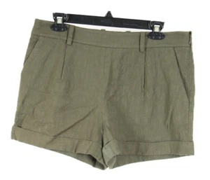 Diane Von Furstenberg Women’s Shorts 10 Green Pockets Cuffed Stretch Pleated - Picture 1 of 7