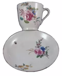Antiq 18thC Chantilly French Soft Paste Porcelain Floral Cup & Saucer Porcelaine - Picture 1 of 11