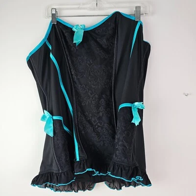 Torrid Curve Women’s 4X Corset Lingerie Strapless Bustier Lace Black Blue Bows - Image 1 of 4