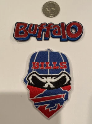 2-BILLETES DE BÚFALO HIERRO EN PARCHES BORDADOS- 3,5”x 1” y 3,5”x 2,5” ¡HERMOSO!! Foto 1 de 3