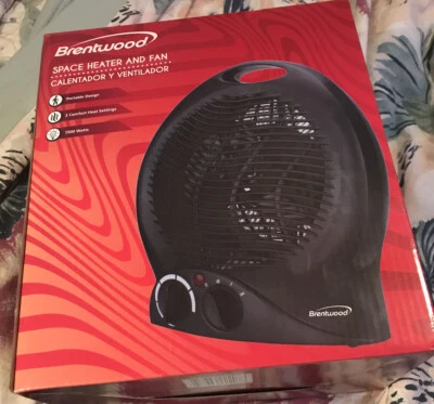 Calentador de espacio H-F301BK calentador de espacio eléctrico portátil ventilador negro madera de Brent Foto 1 de 4