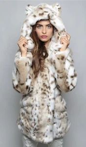Spirit Hoods CLASSIC SIBERIAN SNOW LEOPARD FAUX FUR COAT. New. Medium. - Picture 1 of 10