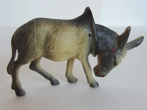 Vintage Zelluloid 2 Stück Nicken 4 Zoll Esel Bauernhof Tier Krippe Dorf Szene - Bild 1 von 5