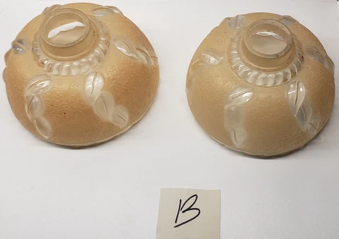 SET  2  ROUND BEAUTIFUL ANTIQUE CHANDELIER SCONCE SLIP  SHADE  ART DECO { REF B) Cover