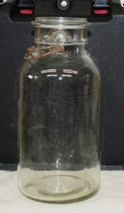 Vintage (very old)  1/2 gallon Jar w/wire handle #5 PAT'D July 14, 1908  GOOD! * - Picture 1 of 13