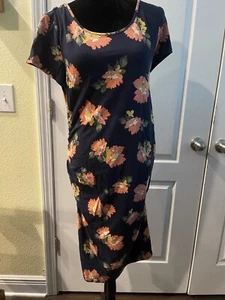 NWT Isabel Maternity Scoop Neck T-Shirt Floral Dress Multiple Sizes - Picture 1 of 7
