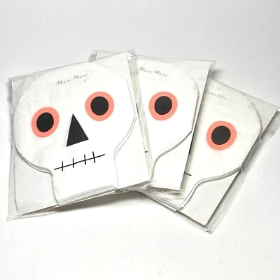 Meri Meri Paper Napkins 5"x6" Cute Halloween Skull Pack Of 20 Lot Of 3 Packs - Image 1 of 4