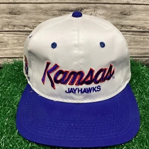 Vintage Kansas Jayhawks Snapback Hat Cap Sports Specialties Double Lined Script - Picture 1 of 6