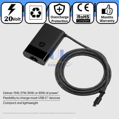 Genuine Slim 65W USB C HP Spectre X360 Charger Power Adapter TPN-CA21 - Image 1 of 4
