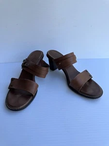 H.S. Trask & Co Shoes Womens 9m Brown Leather Slip On Sandals H2339 Brazil - Picture 1 of 8