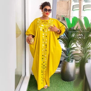 Oversize Women Sequin Long Dress African Dashiki Kaftan Cocktail Party Gown Prom - Picture 1 of 13