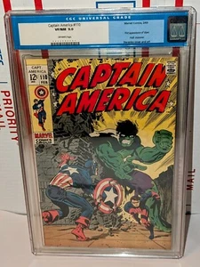 Captain America # 110 - CGC 9.0 - Classic Sterenko Cover - 1969 Key Hulk & Viper - Picture 1 of 2