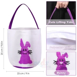 Easter Bunny Bags Tote Basket Dual Layer Party Gift Bag Grocery Shopping Handbag - Picture 1 of 10