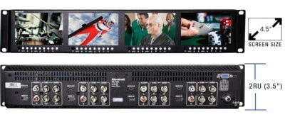 Marshall ML-454-V2 Quad 4.5" Rack-Mountable Monitor Unit 3G-SDI HDMI Composite - Image 1 of 3
