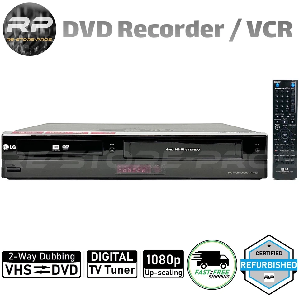 LG RC897T DVD VCR Combo Player VHS to DVD Recorder HDMI 1080p Digital TV Tuner - Image 1 of 4