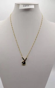 1990er Jahre Damen Playboy Hase Halskette 43cm in 750 18K Gelbgold Diamant - Bild 1 von 5