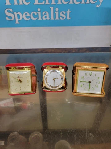 Lot Of 3 Vintage Travel Clocks Nonworking Cover