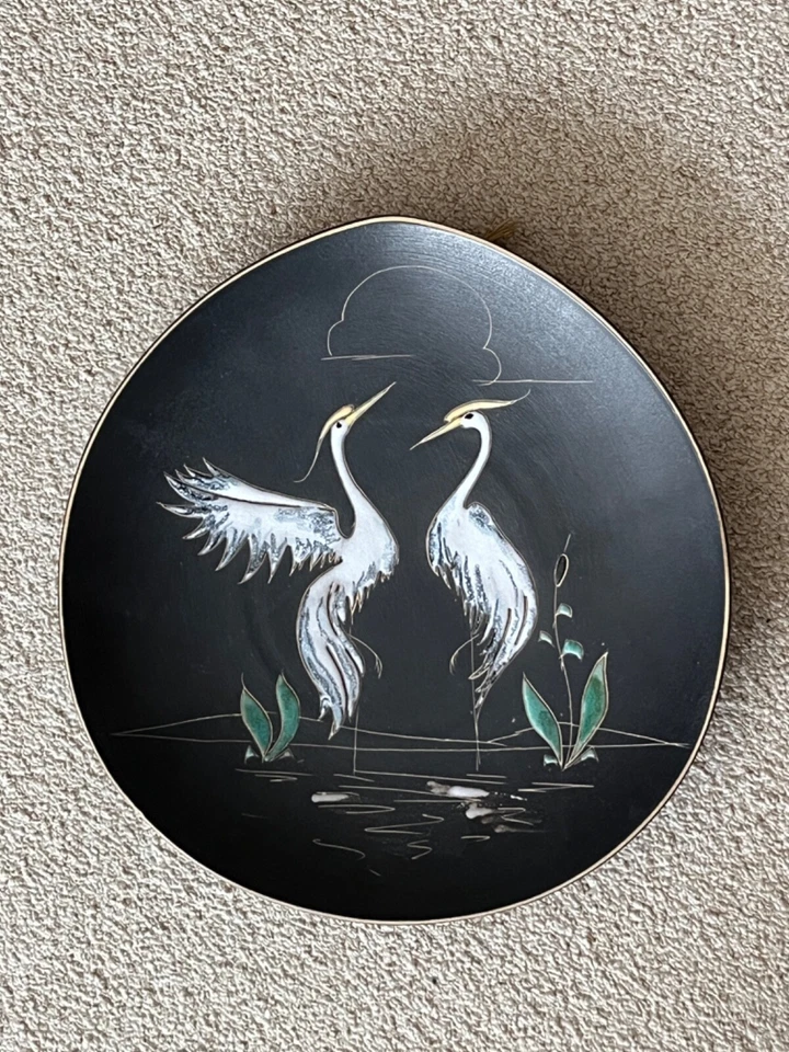 Ruscha Wandteller mit Reihern, handbemalt ,signiert !!! - Bild 1 von 2