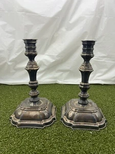 HANS JENSEN SILVERPLATE CANDLESTICKS MADE IN DENMARK 7 1/2" IN. HIGH, WEIGHTED - Picture 1 of 9