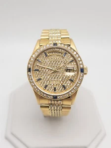 $50,000 18038 ROLEX MENS PRESIDENT DAY DATE 7ct Blue Sapphire Diamond Watch WTY - Picture 1 of 8