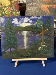 Christian Art Painting The Cross Ecclesiastes 3:1 OOAK 8x10 Canvas Board Acrylic - Picture 1 of 10