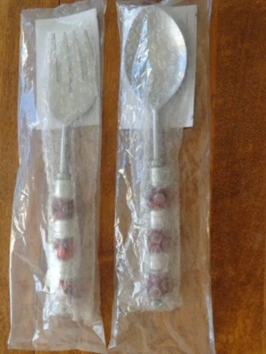 PAMPERED CHEF BEADED SERVING FORK & SPOON SET NEW - Image 1 of 4