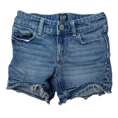 GAP Midi Jean шорты девочек синий эластичной джинсовой ткани регулируемая талия бахрома кромки размер 5 - Изображение 1 из 4