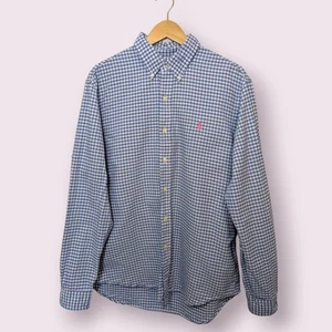 Ralph Lauren Classic Fit Blue & White Gingham Check Long Sleeve Shirt Large - Picture 1 of 11