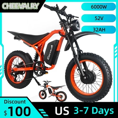 Motocicleta Eléctrica 6000W Moto Eléctrica 52V 32AH E-MoutainBike CHEEVALRY EE. UU. Foto 1 de 4