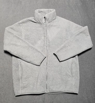 Uniqlo Womens Fleece Sherpa Fluffy Full Zip Jacket Gray XL - Image 1 of 4