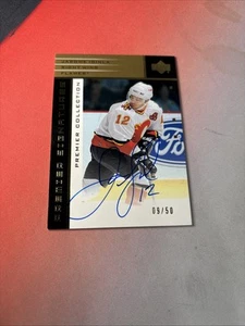 2002 Upper Deck Premier Signatures Jerome Iginla /50 On Card Flames - Picture 1 of 2
