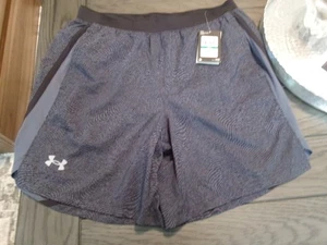 Men's Under Armour Launch 7" Printed Running Short, BLUE/ BLACK LARGE - NWT $40 - Picture 1 of 8