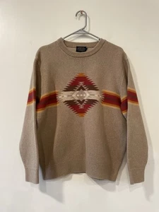 Pendleton Sweater Mens L  Brown Red Tan Mission Trails Aztec Soft Cotton - Picture 1 of 6