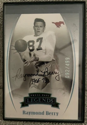 Raymond Berry SMU Signed Press Pass Legends Limited Edition 92/499 HOF 73 Framed - Image 1 of 4