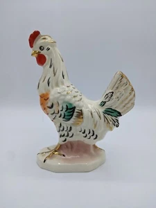 Keramik Kunsthahn 7" hoch mit goldenen Akzenten - Bild 1 von 2
