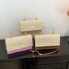 PU Leather Crossbody Bags Straw Plaited Handbags Top Handle Bag  Ladies Girls