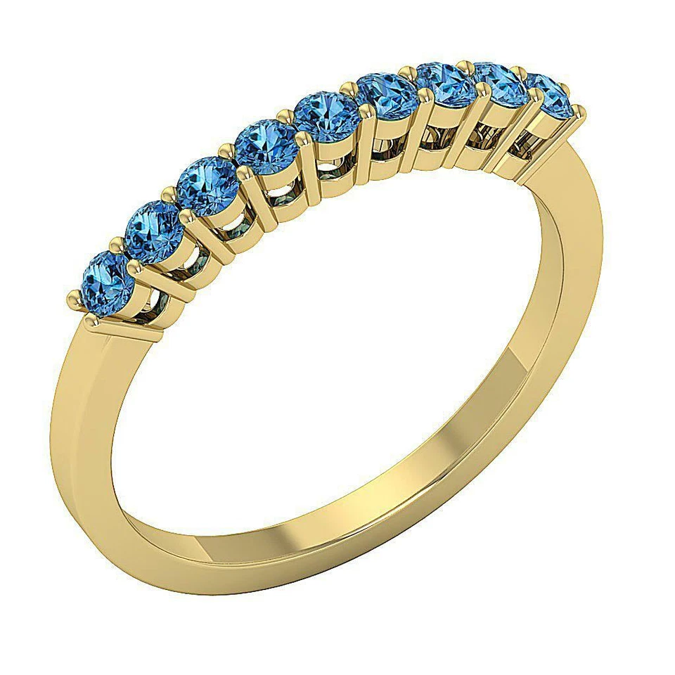 Anniversary Ring I1 G 0.55 Ct Natural Blue Diamond 14K White Rose Gold 2.80 mm - Image 1 of 1