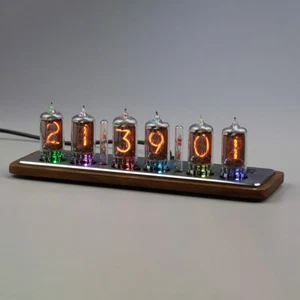 Omnixie Nixie clock,WIFI sync time, wooden case, setup via iPhone Android PC Mac - Picture 1 of 13