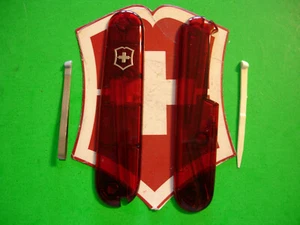 NEW GENUINE VICTORINOX 91mm RUBY PLUS SWISS ARMY KNIFE SCALES +TOOTHPICK TWEEZER - Picture 1 of 2